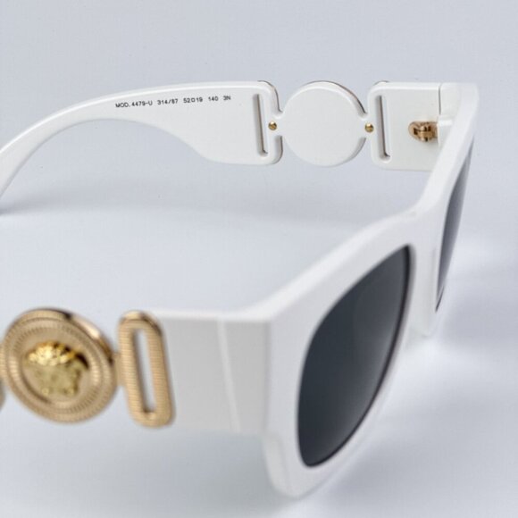 Versace VE4479U 314/87 BRAND NEW Sunglasses White Dark Grey Square Women